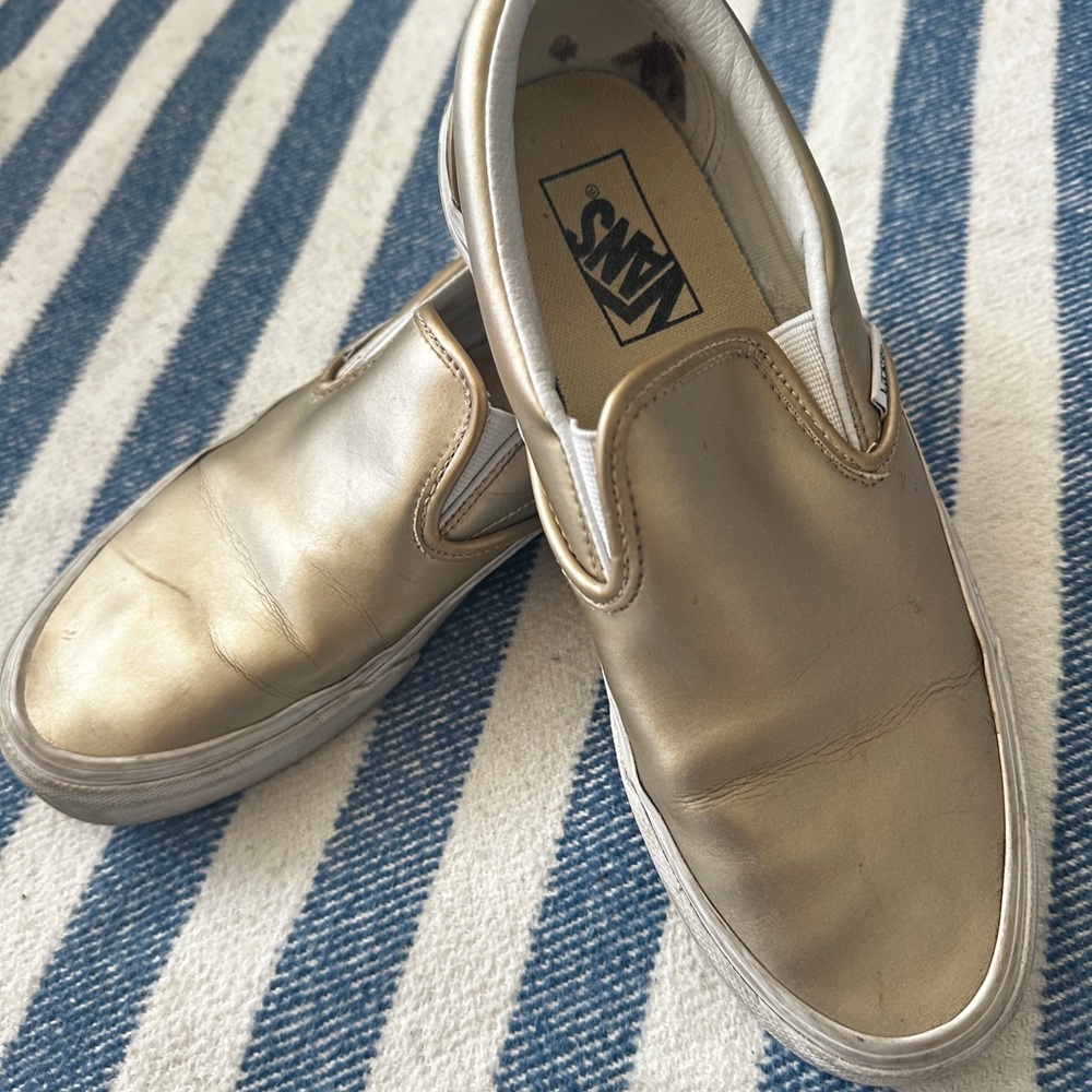 Vans Metallic Gold Slip-On Shoes - Picture 2 of 3